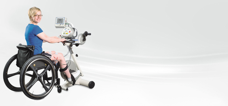 Aquí puede ver una vista de conjunto de los accesorios del MOTOmed viva2 con FES entrenador de piernas.